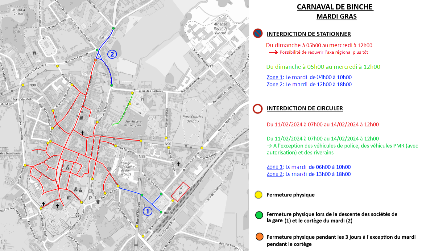 Parking et circulation mardi gras